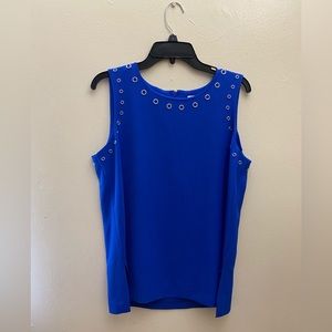 NWT Calvin Klein Women’s Tank Top Blouse- Celestial Blue/Silver Hardware-  L
